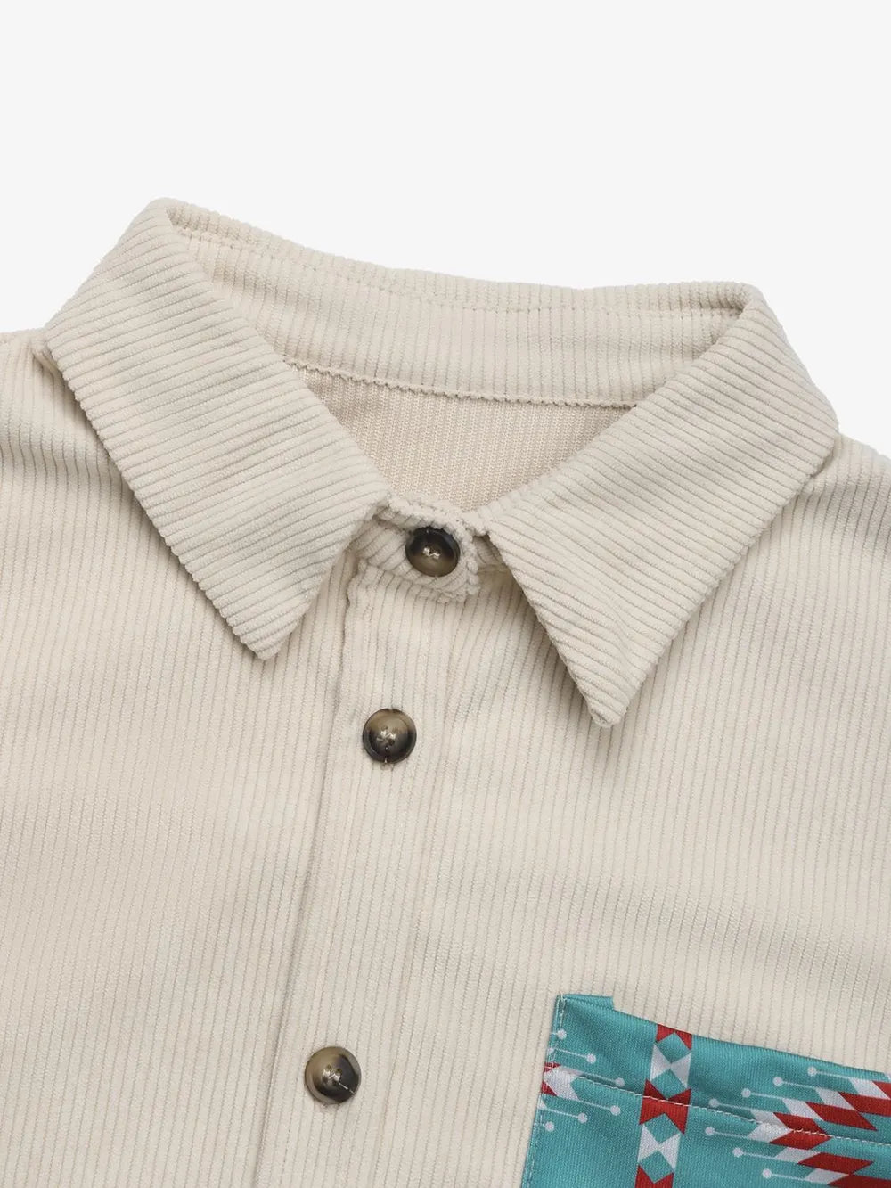 Women Perfee Pocketed Geometric Collared Neck Shacket