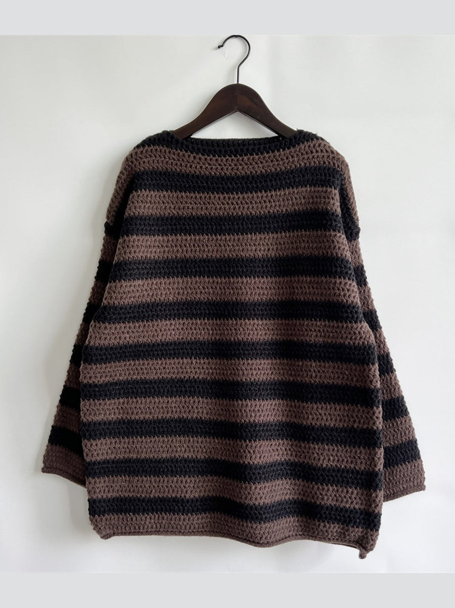 Striped Round Neck Long Sleeve Sweater