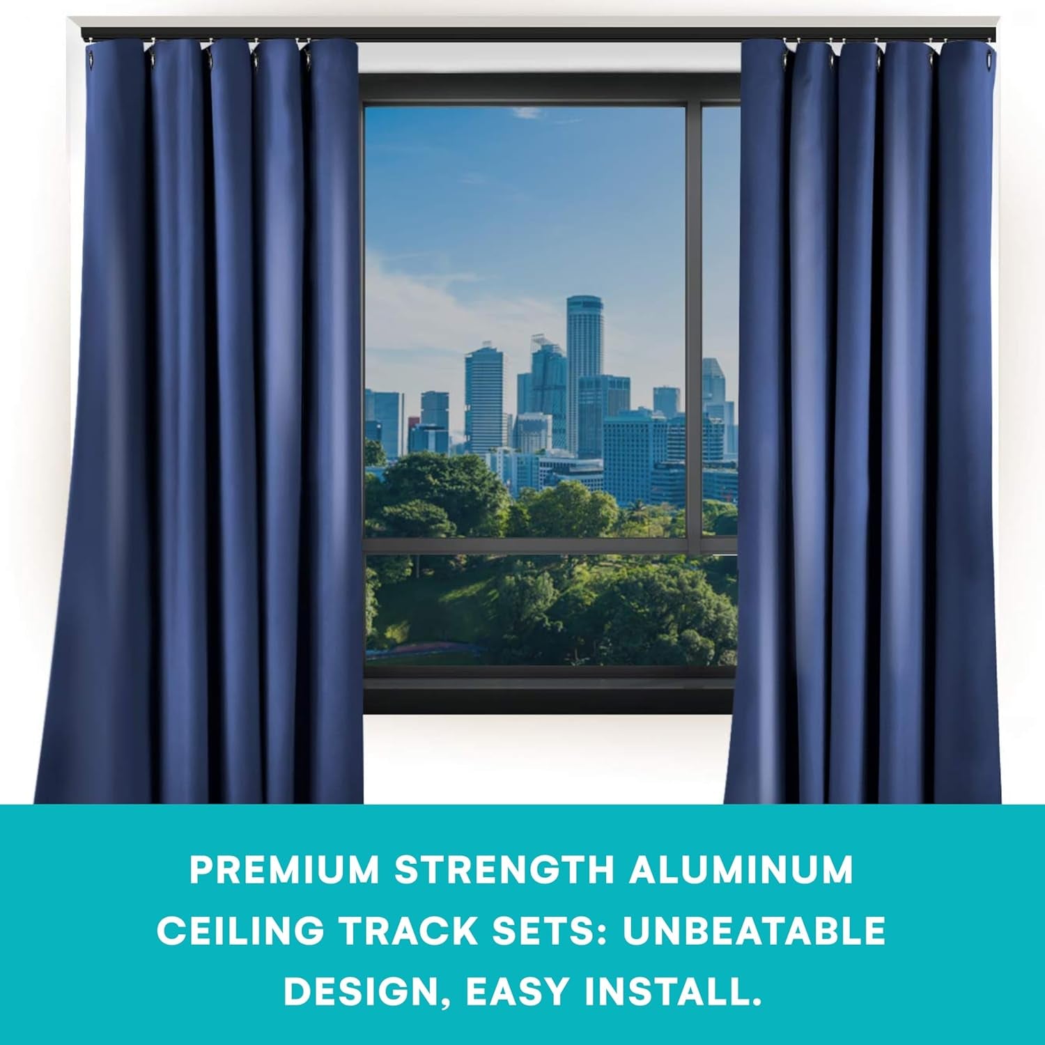 Aluminum Ceiling Curtain Track Set - Curtain Rails Ceiling Mount - Includes Track, Roller Hooks, Installation Hardware, Saw, and End Cap - Suitable for Spaces 6-12 Feet Wide, White