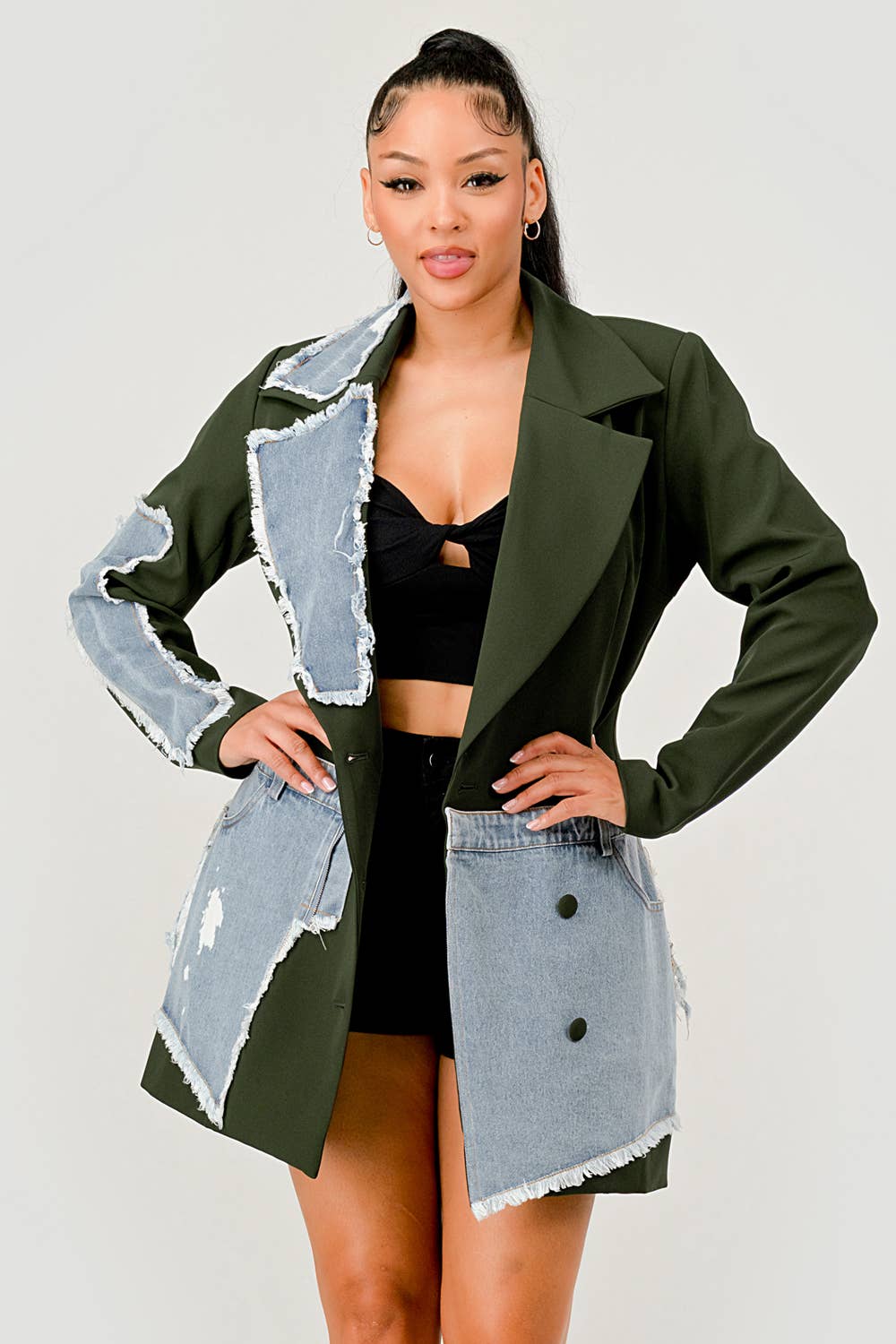 Athina Denim Mix Casual Blazer