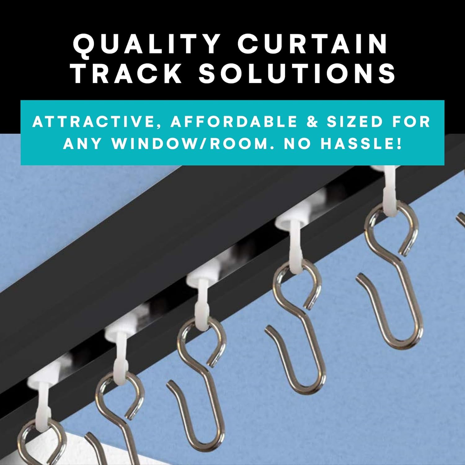 Aluminum Ceiling Curtain Track Set - Curtain Rails Ceiling Mount - Includes Track, Roller Hooks, Installation Hardware, Saw, and End Cap - Suitable for Spaces 6-12 Feet Wide, White