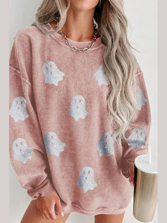 Ghost Round Neck Oversized Sweatshirt